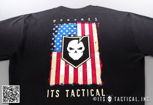 ITS Long Sleeve American Flag Logo T-Shirts Main Black