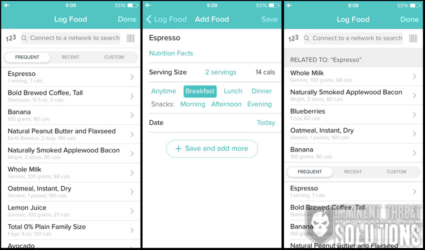 logging food in fitbit app