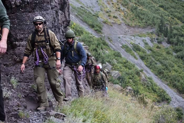 traversing a nearby mountain and via ferrata route