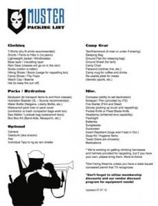 Muster Packing List