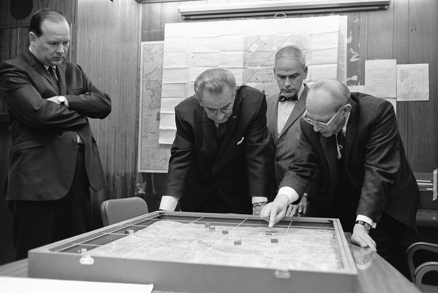 President Lyndon B. Johnson in the Situation Room