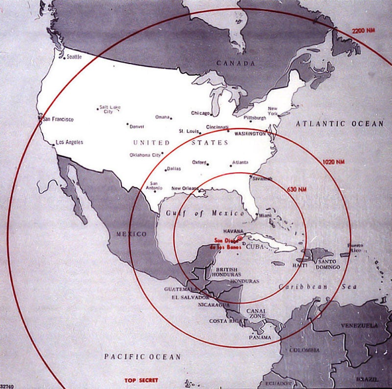 Cuba Missile Range Map