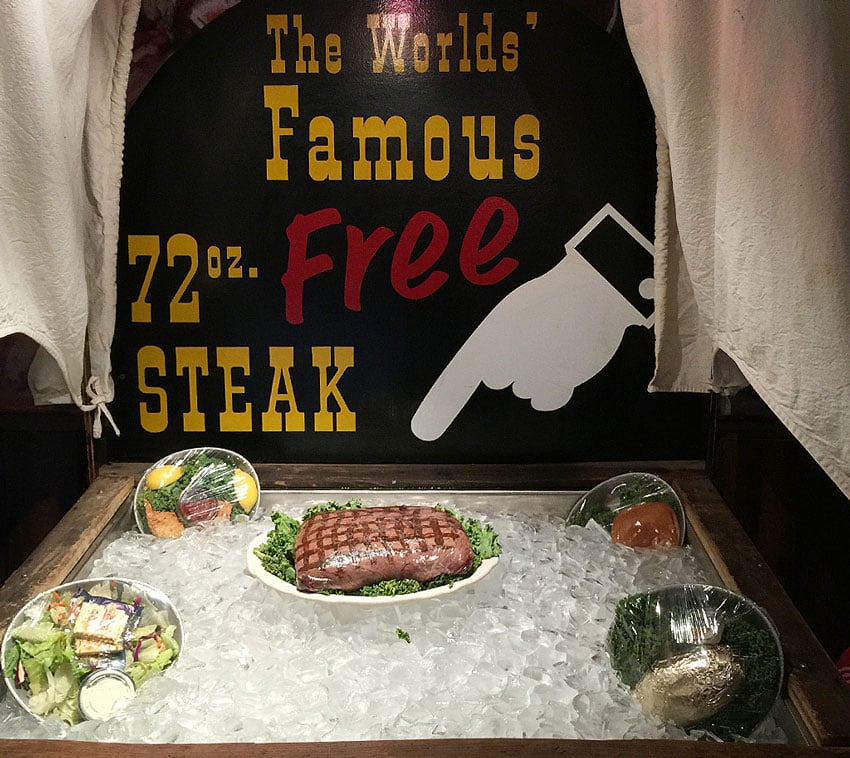 Words' Famous 72 oz Free Steak