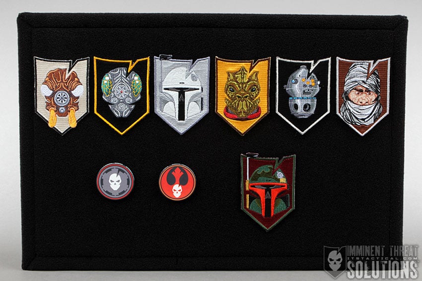 2 Pieces Star War Mandalorian Bantha Skull Mercenary Shield Bounty Hunter Boba FettMorale Military Embroidered Morale Patch Hook & Loop Tactical Patch Set for Backpacks Caps Hats Vests